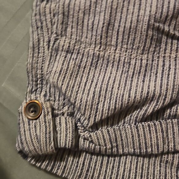 Per Se Striped Linen Blend Shorts Size L Pockets Drawstring & Elastic Waistband - Picture 6 of 7